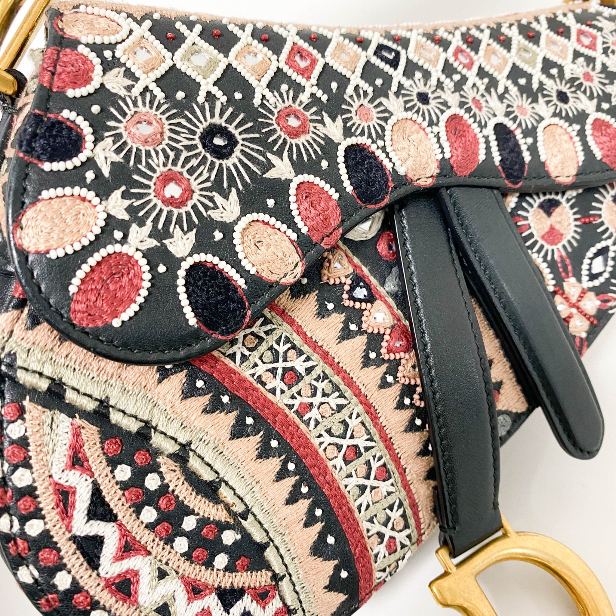 DIOR Saddle Bag Embroidered and Beaded Leather, in , Sold by HIVE PRELOVED - Mini bags, Shoulder Bags,