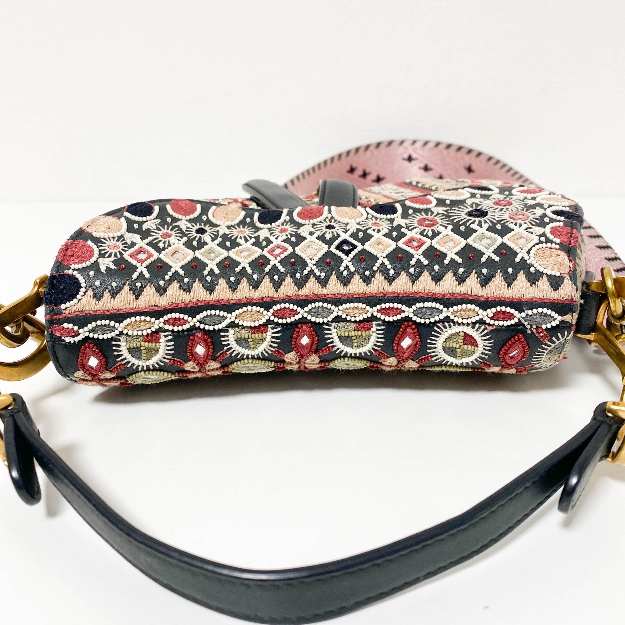 DIOR Saddle Bag Embroidered and Beaded Leather, in , Sold by HIVE PRELOVED - Mini bags, Shoulder Bags,
