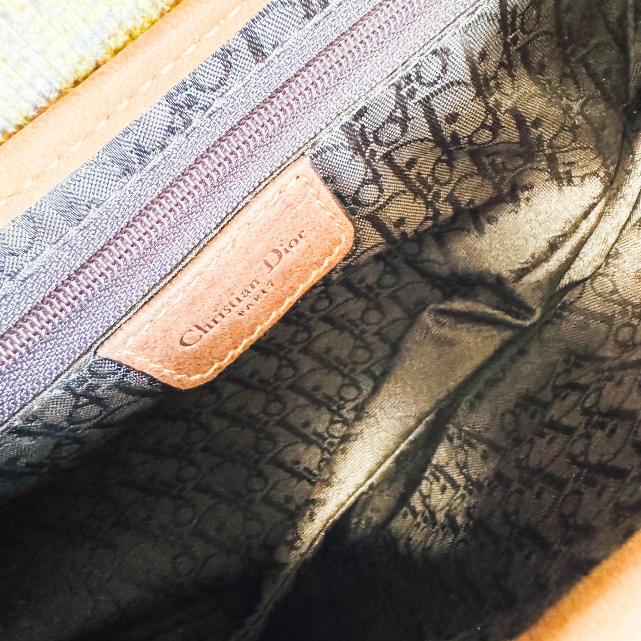 DIOR Saddle Brown Leather Printed Velvet Shoulder Bag, in , Sold by HIVE PRELOVED - Shoulder Bags, ,