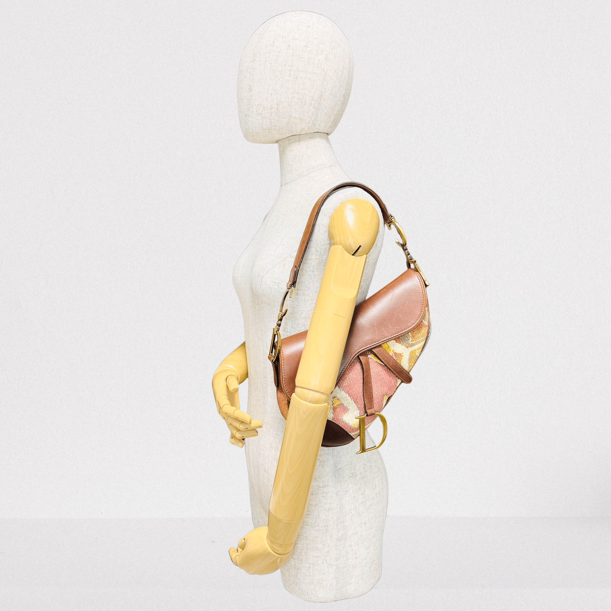 DIOR Saddle Brown Leather Printed Velvet Shoulder Bag, in , Sold by HIVE PRELOVED - Shoulder Bags, ,