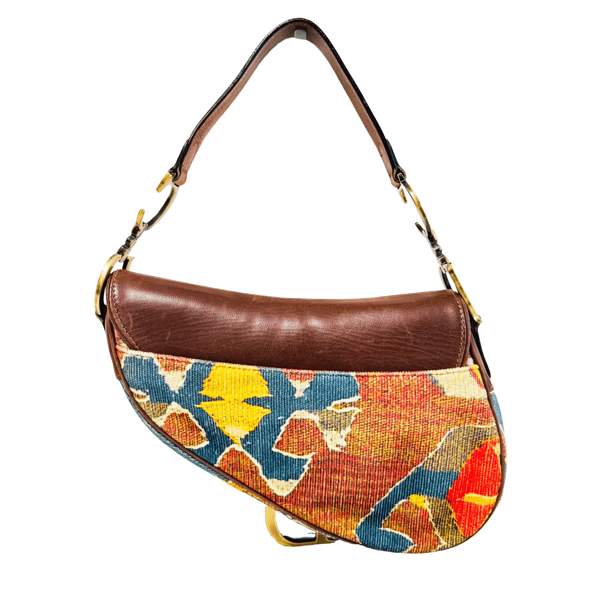 DIOR Saddle Brown Leather Printed Velvet Shoulder Bag, in , Sold by HIVE PRELOVED - Shoulder Bags, ,