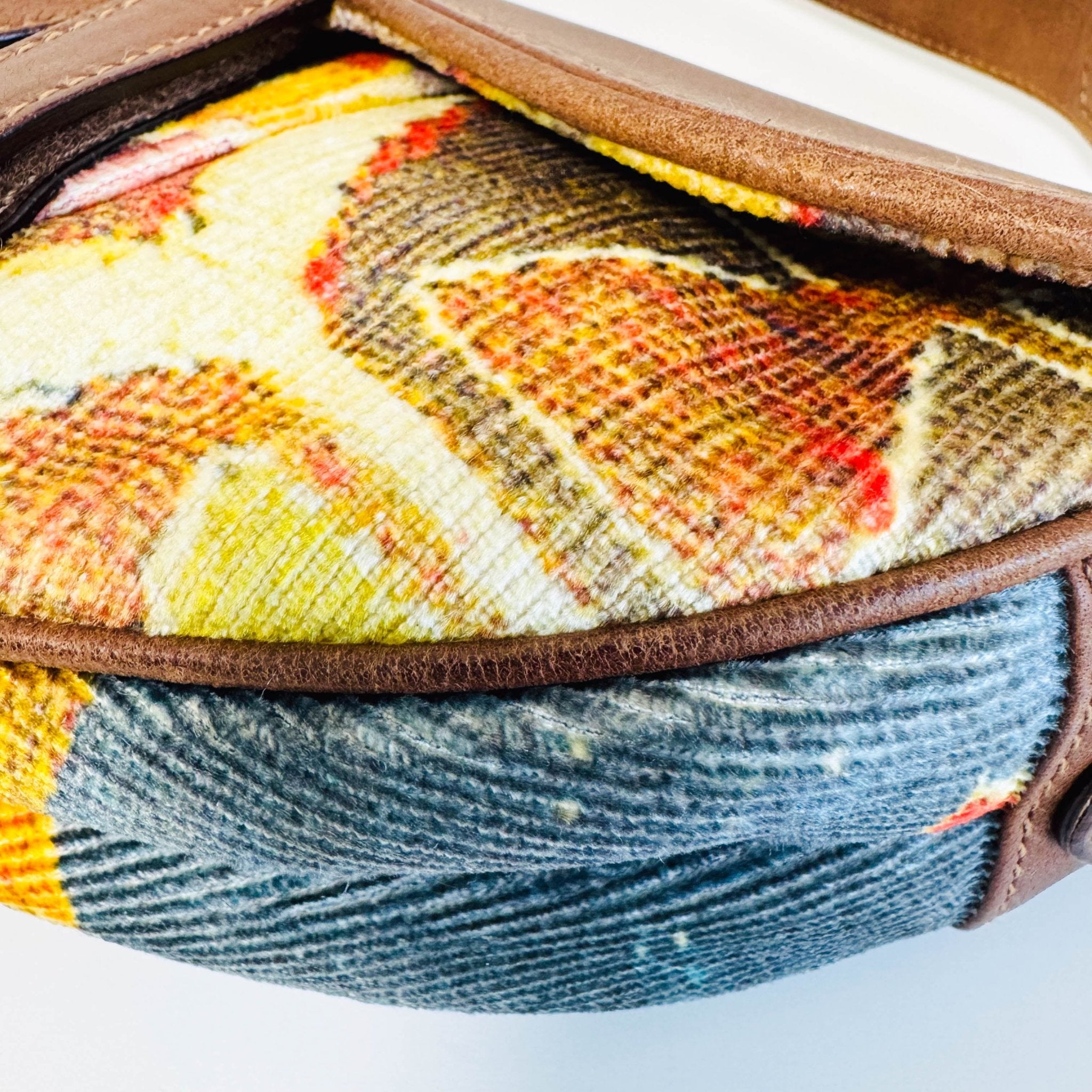 DIOR Saddle Brown Leather Printed Velvet Shoulder Bag, in , Sold by HIVE PRELOVED - Shoulder Bags, ,