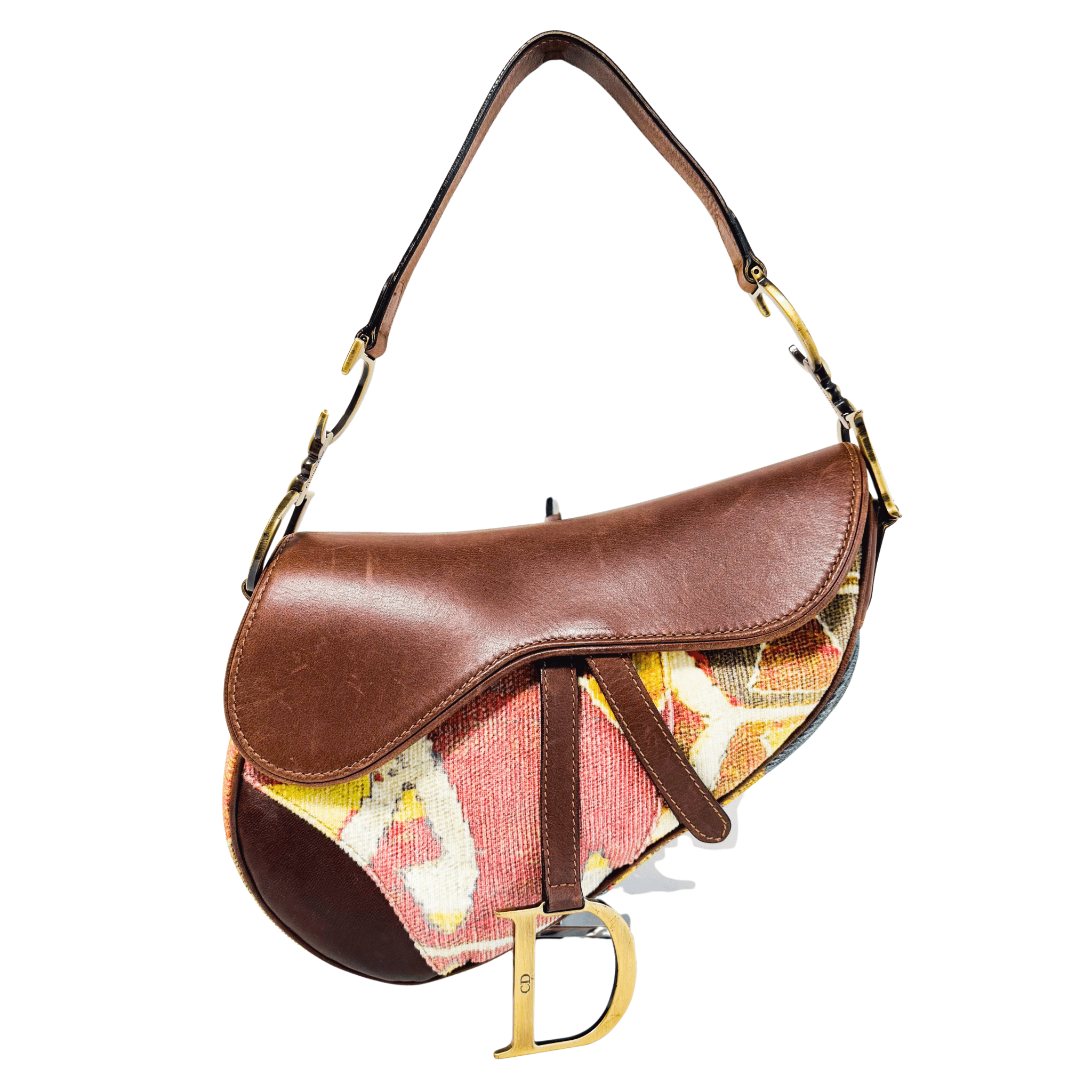 DIOR Saddle Brown Leather Printed Velvet Shoulder Bag, in , Sold by HIVE PRELOVED - Shoulder Bags, ,