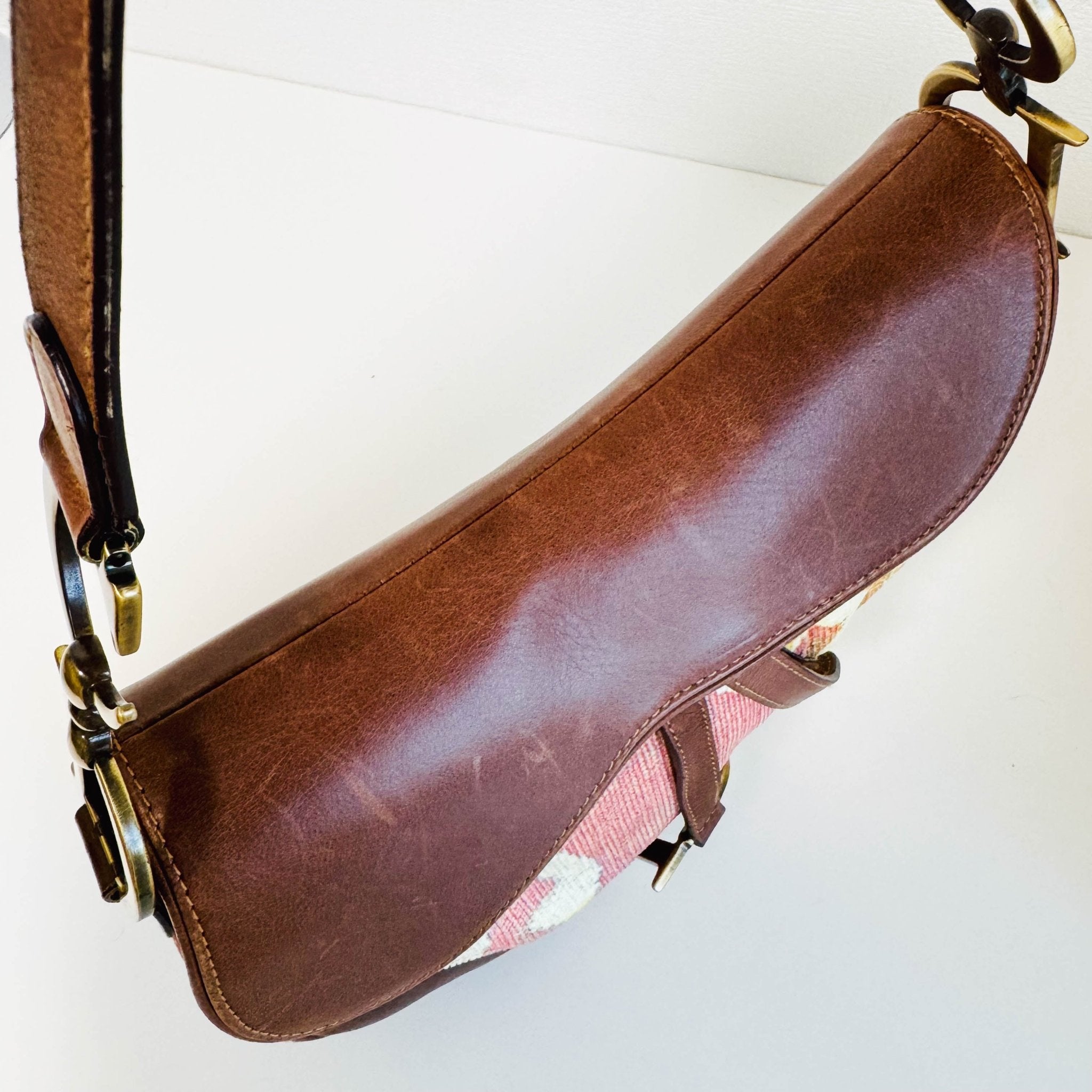 DIOR Saddle Brown Leather Printed Velvet Shoulder Bag, in , Sold by HIVE PRELOVED - Shoulder Bags, ,