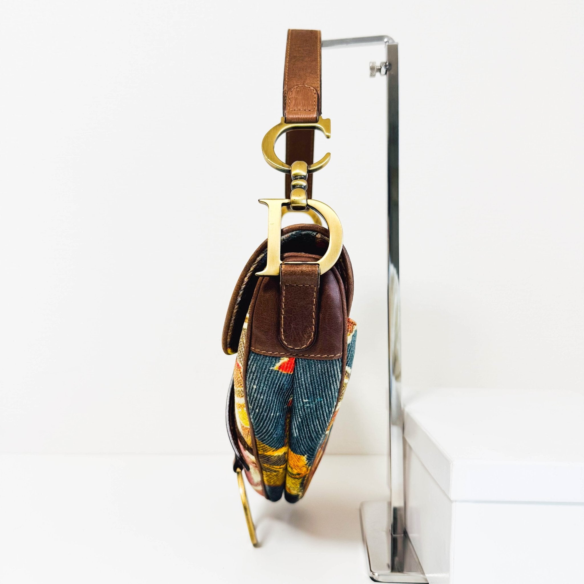 DIOR Saddle Brown Leather Printed Velvet Shoulder Bag, in , Sold by HIVE PRELOVED - Shoulder Bags, ,