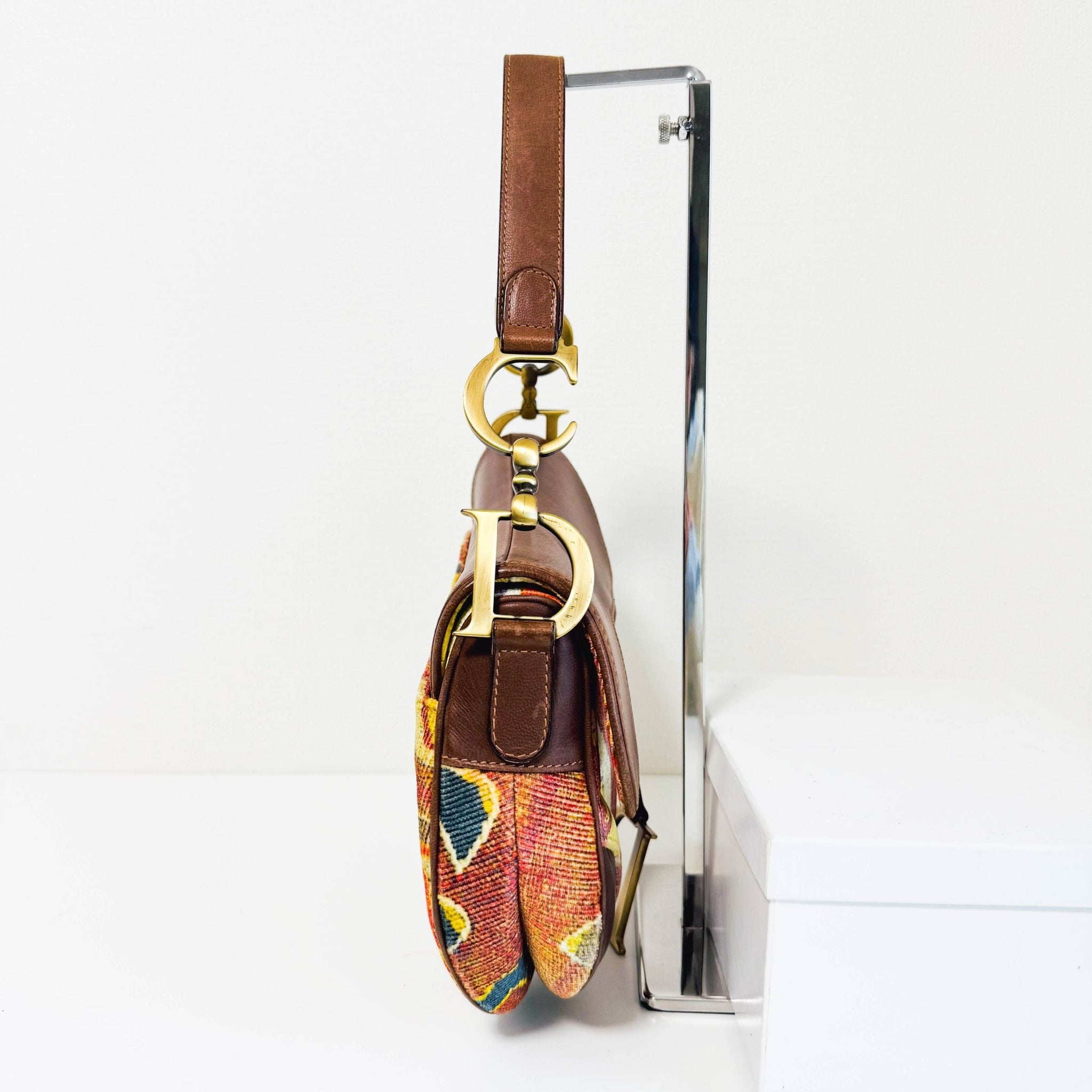 DIOR Saddle Brown Leather Printed Velvet Shoulder Bag, in , Sold by HIVE PRELOVED - Shoulder Bags, ,