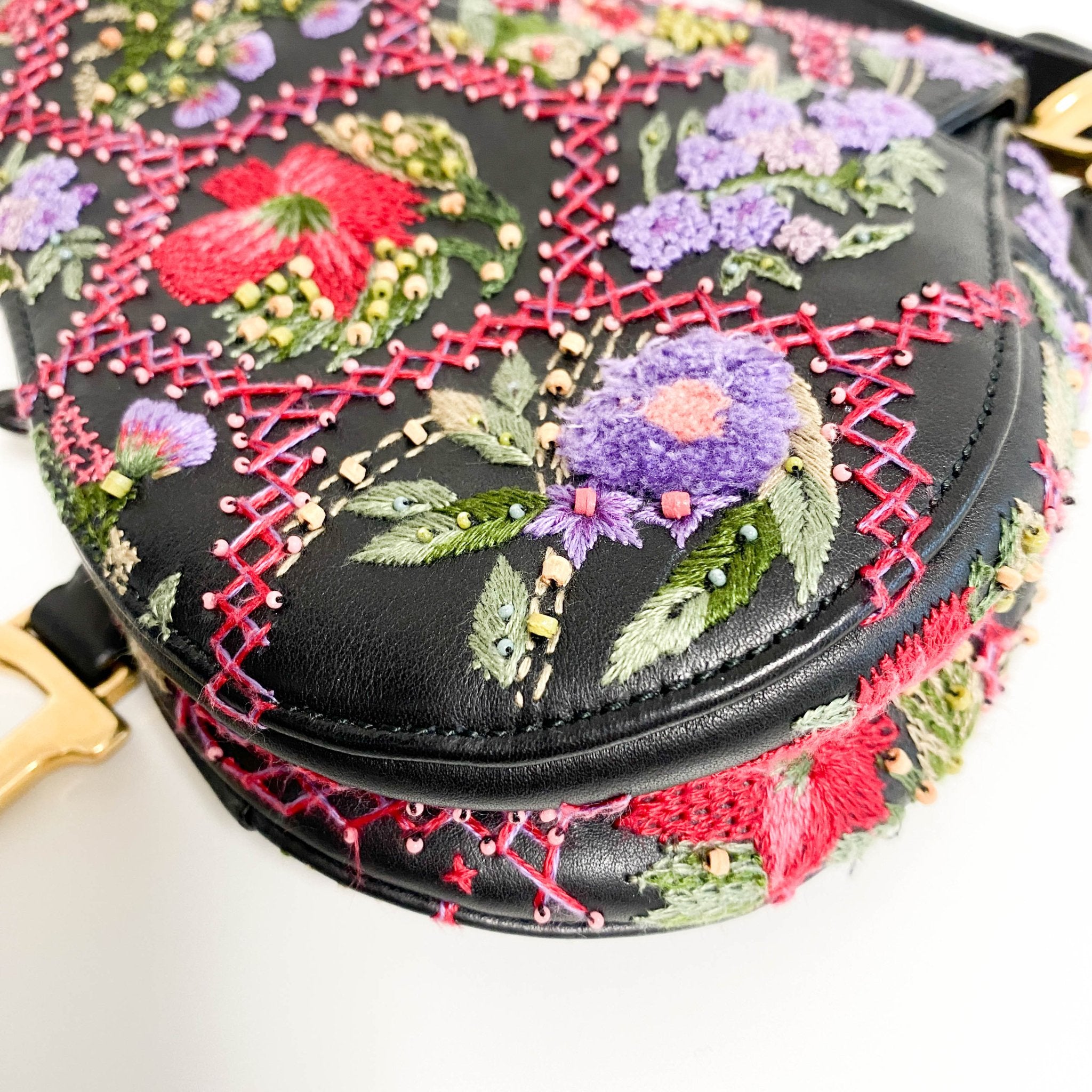 DIOR Saddle Leather Embroidered Beaded Multicolor Shoulder Bag, in , Sold by HIVE PRELOVED - Handle Bags, ,