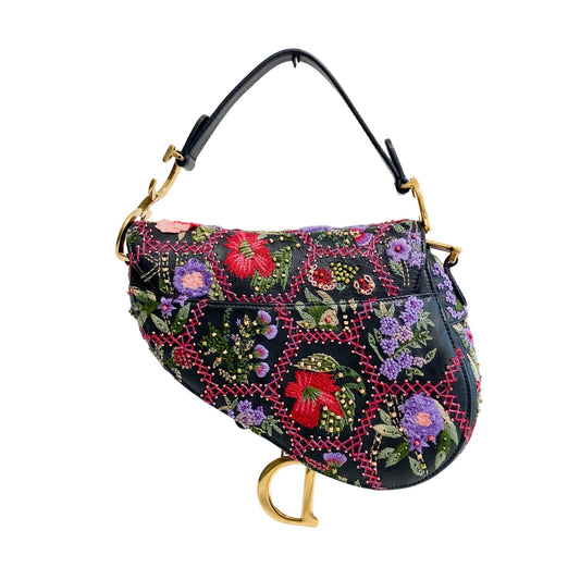 DIOR Saddle Leather Embroidered Beaded Multicolor Shoulder Bag, in , Sold by HIVE PRELOVED - Handle Bags, ,