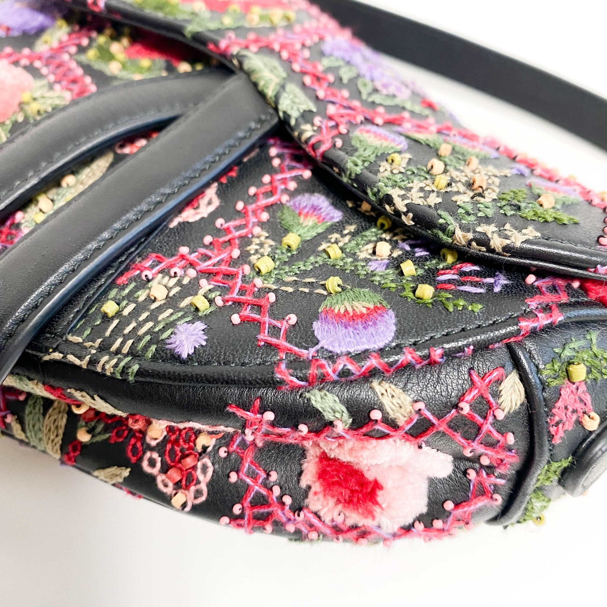 DIOR Saddle Leather Embroidered Beaded Multicolor Shoulder Bag, in , Sold by HIVE PRELOVED - Handle Bags, ,