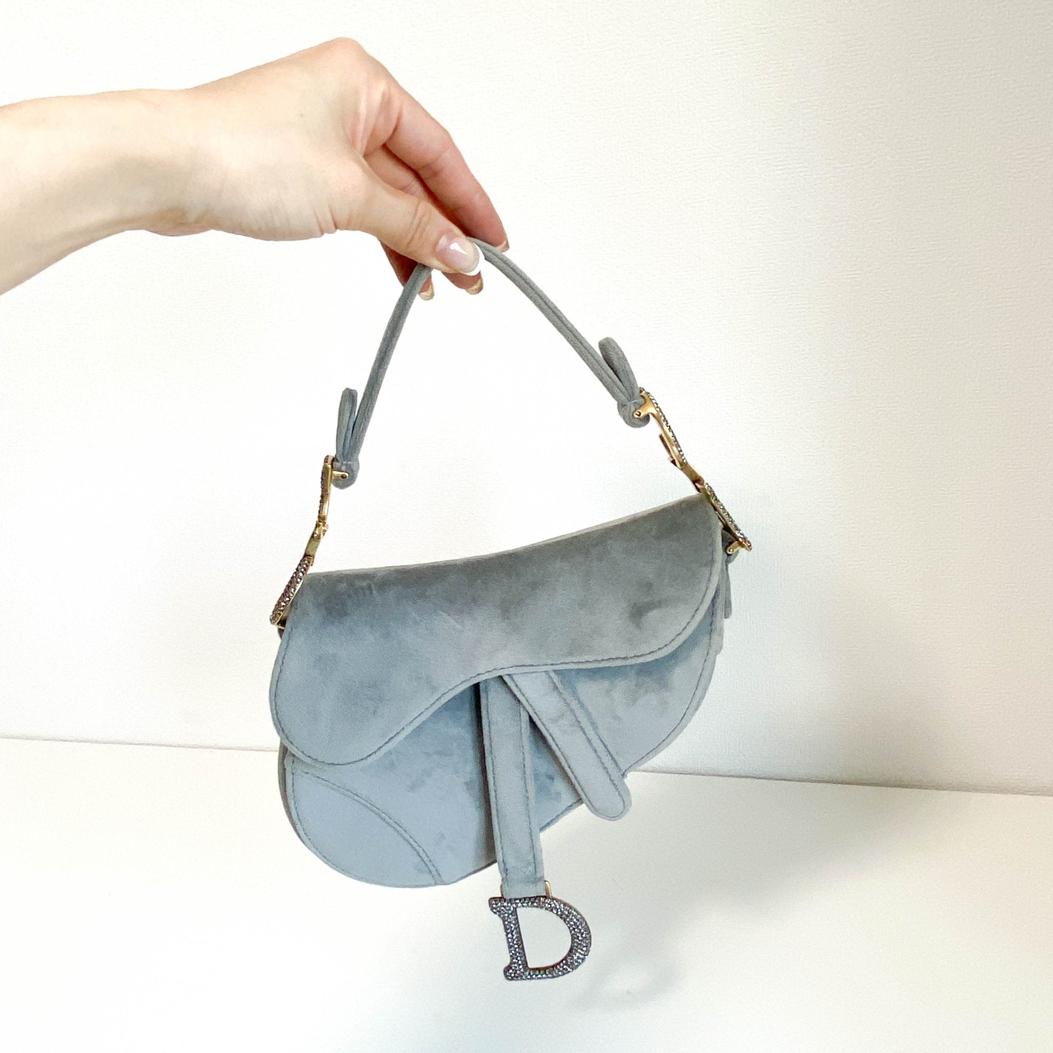 DIOR Saddle Mini Grey Suede Handle Bag, in , Sold by HIVE PRELOVED - Handle Bags, ,
