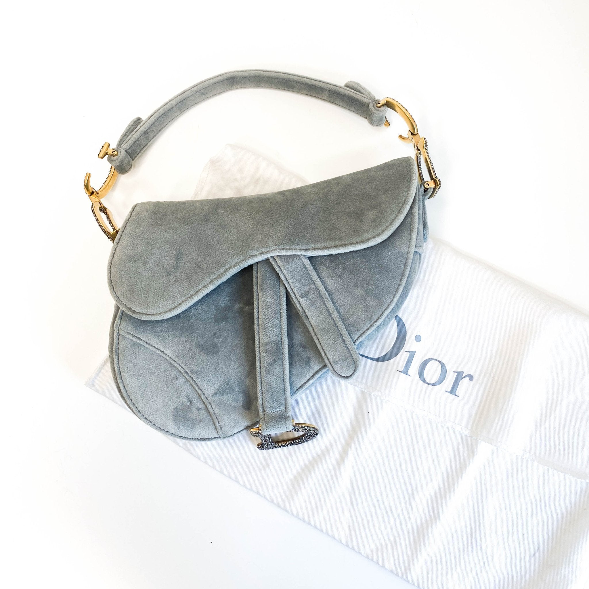 DIOR Saddle Mini Grey Suede Handle Bag, in , Sold by HIVE PRELOVED - Handle Bags, ,