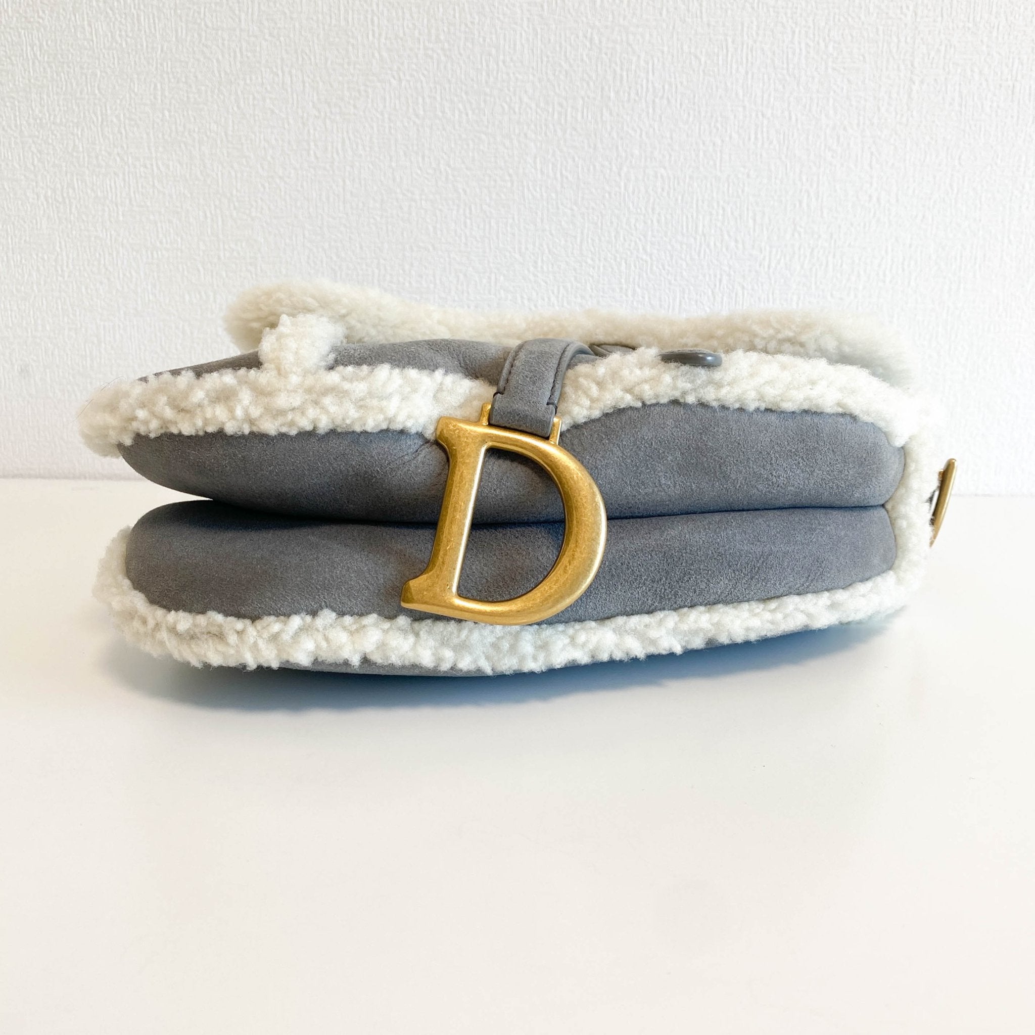 DIOR Saddle Shoulder Bag Shearling Grey White, in , Sold by HIVE PRELOVED - Shoulder Bags, ,