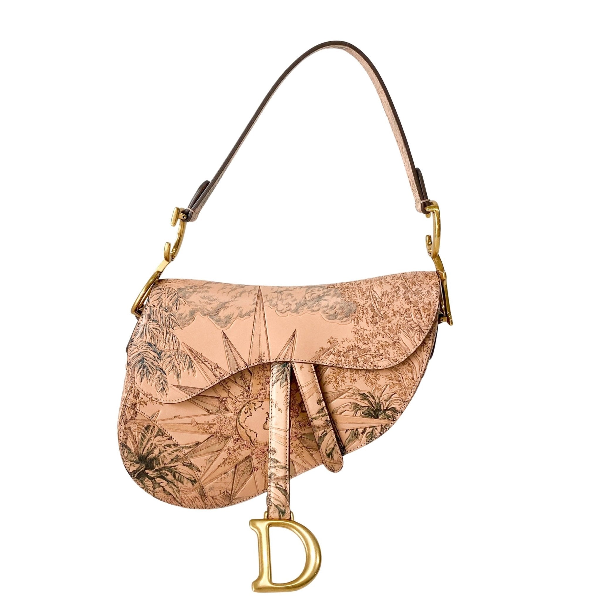 DIOR Saddle Sun Motif Engraving in Beige Leather Shoulder Bag, in , Sold by HIVE PRELOVED - Shoulder Bags, ,