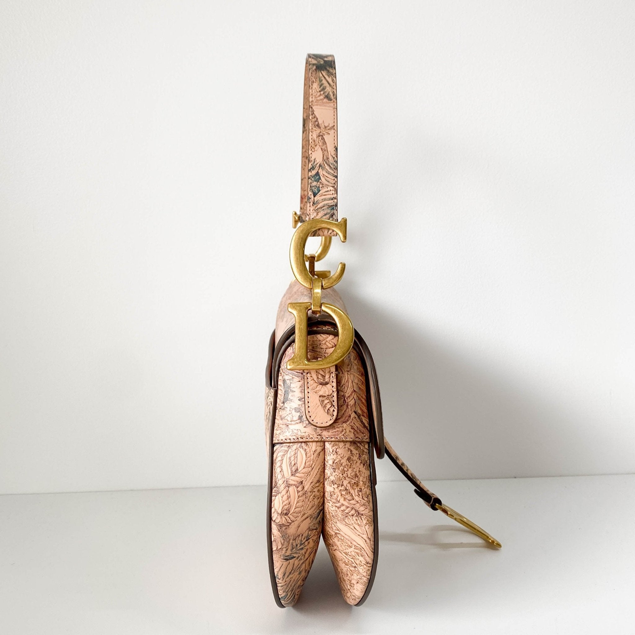 DIOR Saddle Sun Motif Engraving in Beige Leather Shoulder Bag, in , Sold by HIVE PRELOVED - Shoulder Bags, ,