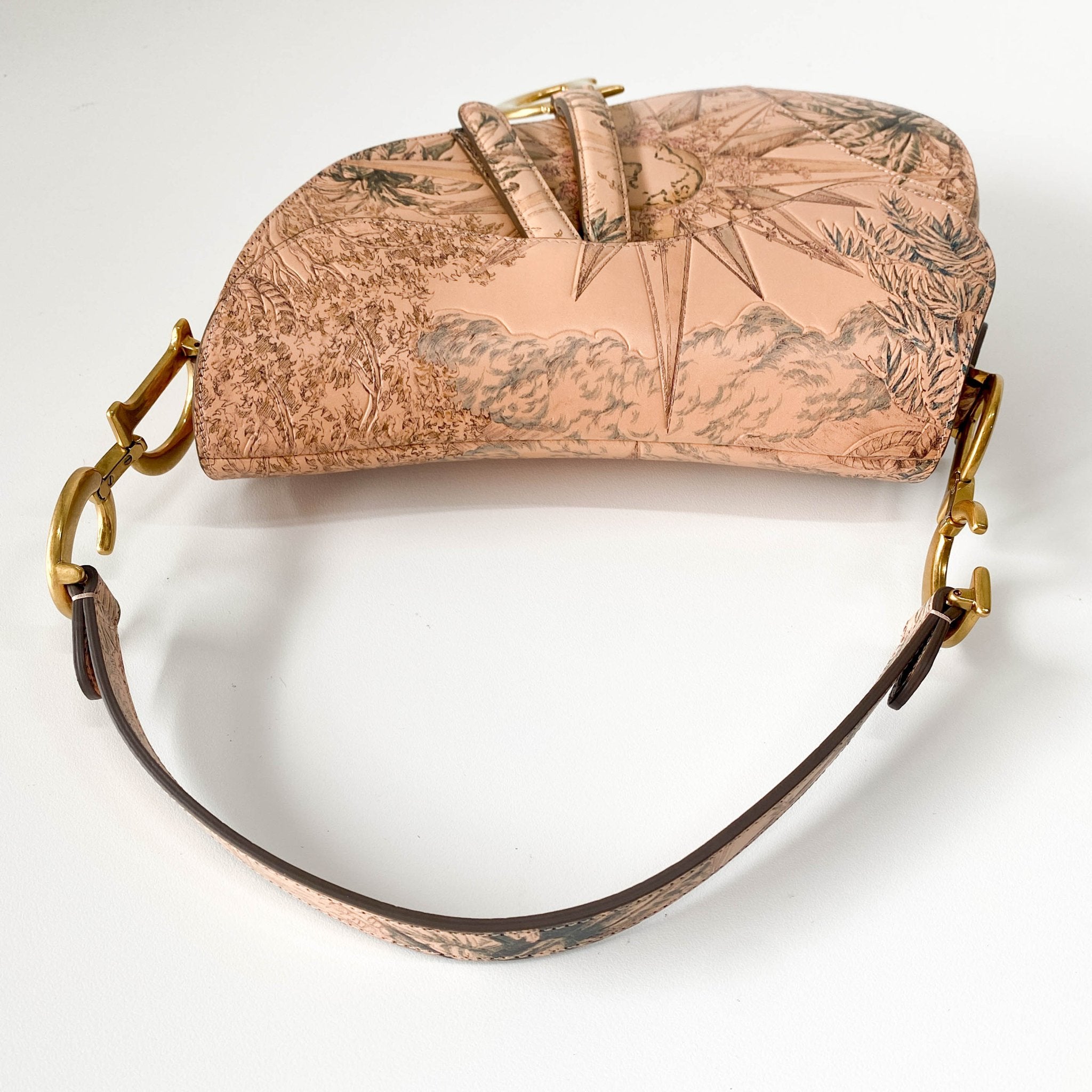 DIOR Saddle Sun Motif Engraving in Beige Leather Shoulder Bag, in , Sold by HIVE PRELOVED - Shoulder Bags, ,