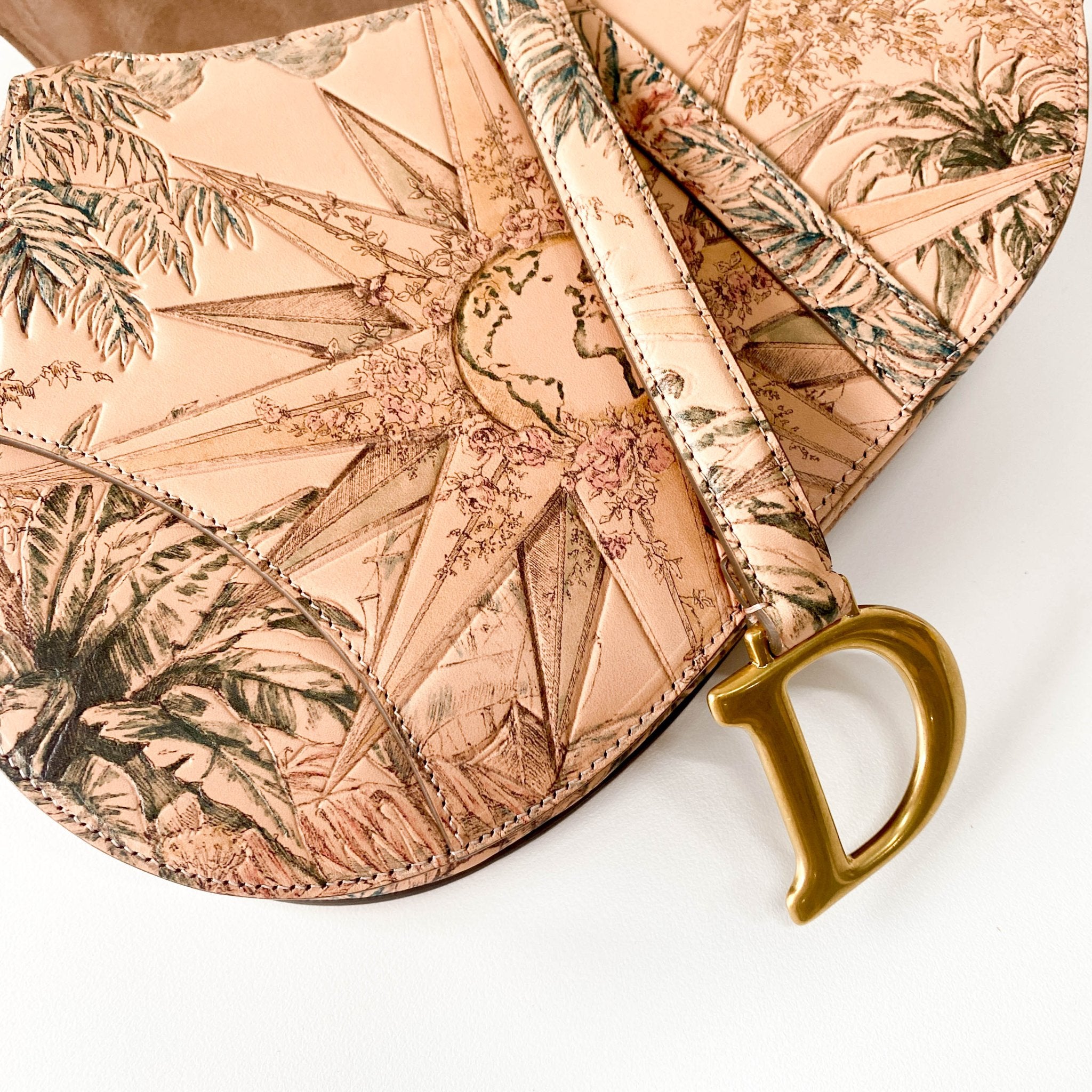 DIOR Saddle Sun Motif Engraving in Beige Leather Shoulder Bag, in , Sold by HIVE PRELOVED - Shoulder Bags, ,