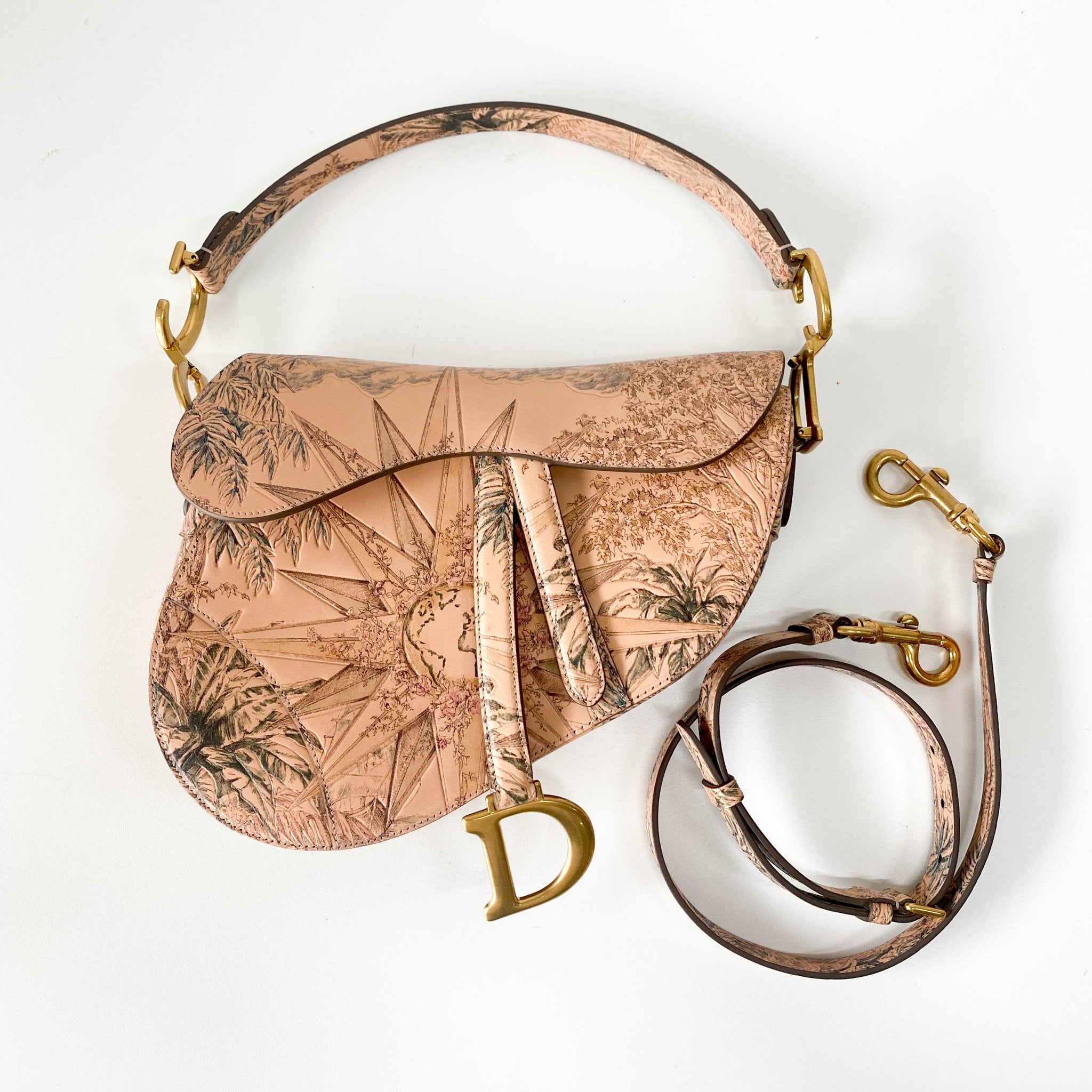 DIOR Saddle Sun Motif Engraving in Beige Leather Shoulder Bag, in , Sold by HIVE PRELOVED - Shoulder Bags, ,