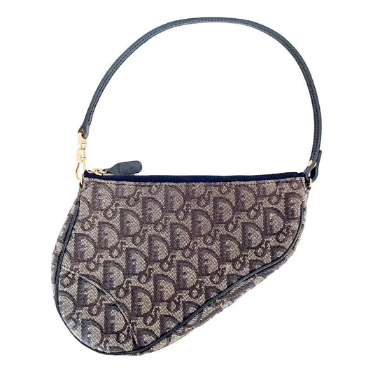 DIOR Saddle Vintage Classic Cloth Handbag, Navy in Cotton Canvas, Sold by HIVE PRELOVED - , ,