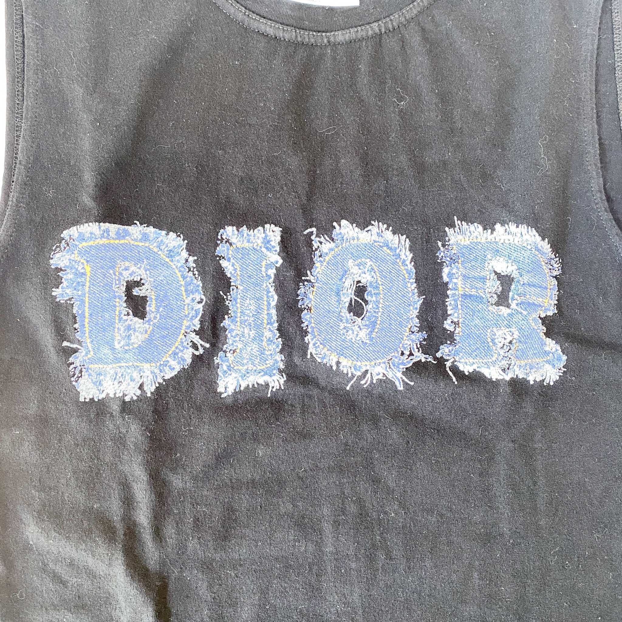DIOR Tank Top Black Cotton Denim Dior Pattern, in , Sold by HIVE PRELOVED - Tops, ,