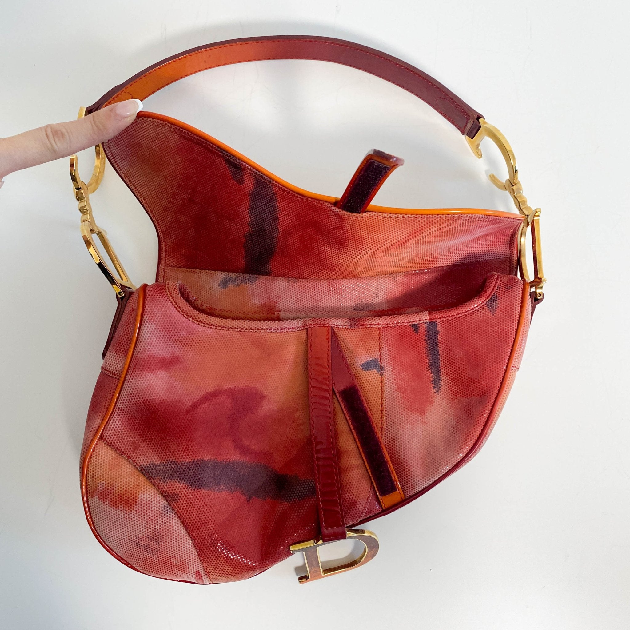 DIOR Tie Dye Saddle Red / Orange Shoulder Bag, in , Sold by HIVE PRELOVED - Shoulder Bags, ,
