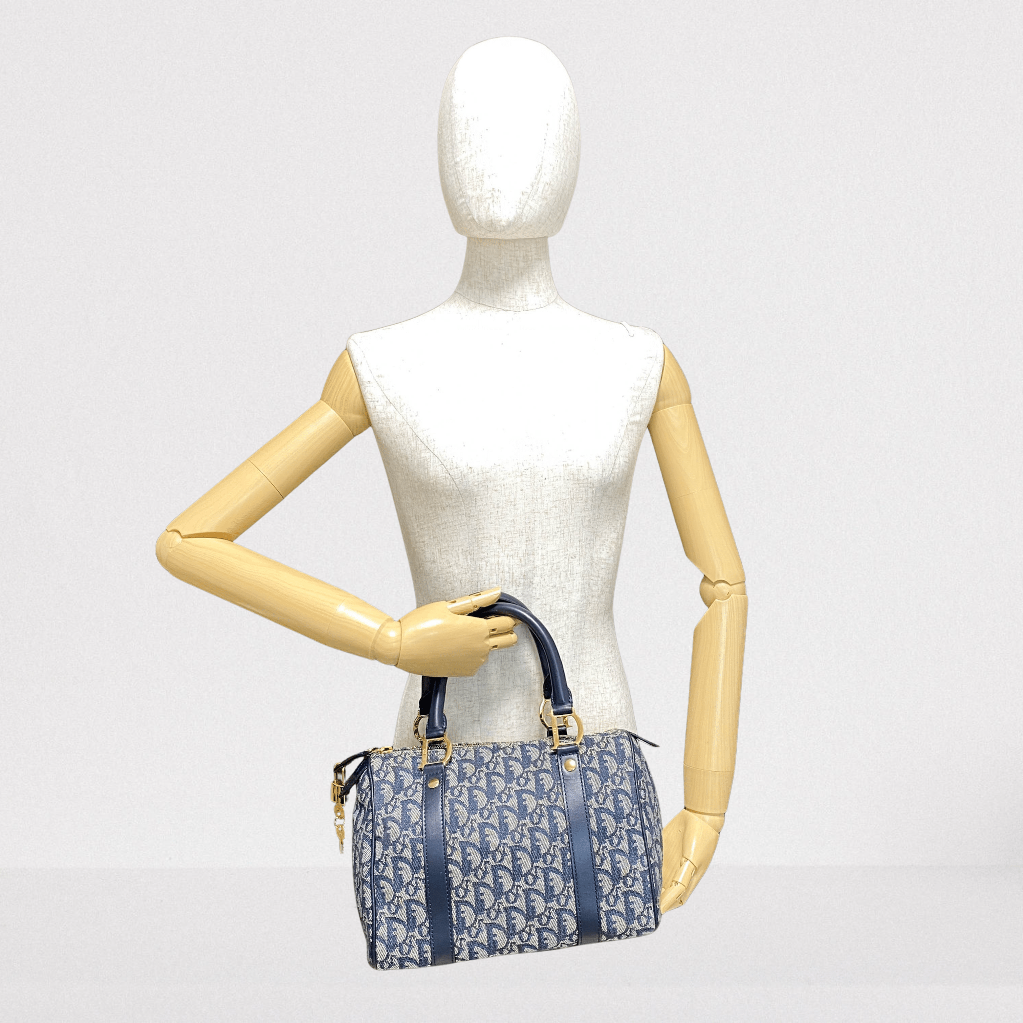 DIOR Trotter Bowling Bag 25 Navy Canvas, in , Sold by HIVE PRELOVED - Handle Bags, ,