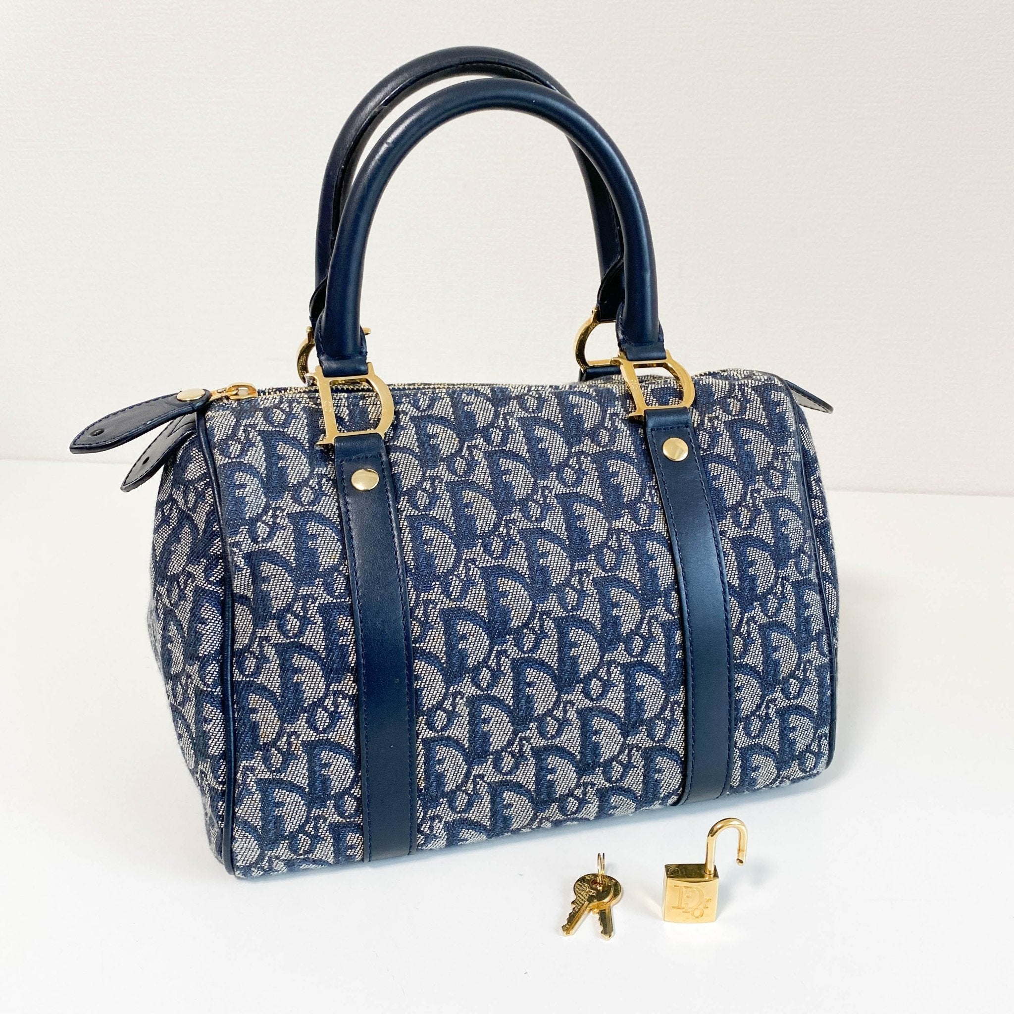 DIOR Trotter Bowling Bag 25 Navy Canvas, in , Sold by HIVE PRELOVED - Handle Bags, ,