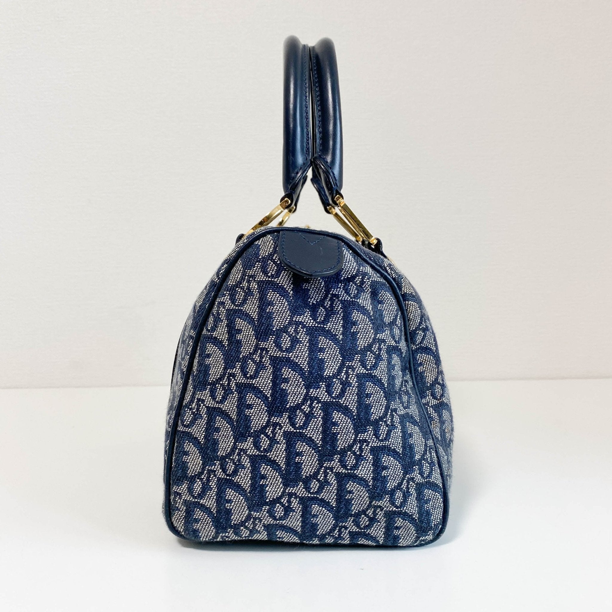 DIOR Trotter Bowling Bag 25 Navy Canvas, in , Sold by HIVE PRELOVED - Handle Bags, ,