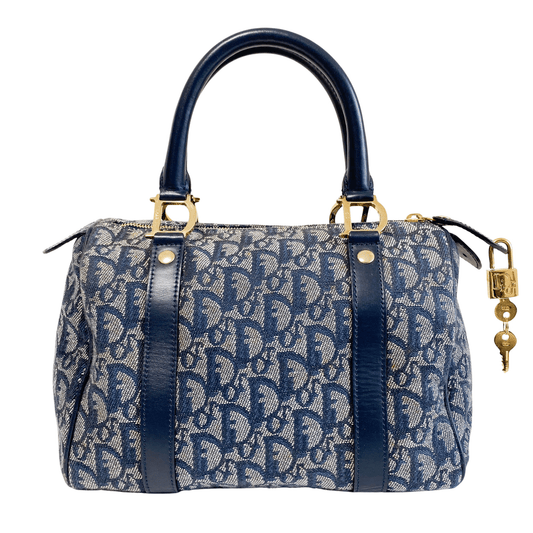 DIOR Trotter Bowling Bag 25 Navy Canvas, in , Sold by HIVE PRELOVED - Handle Bags, ,