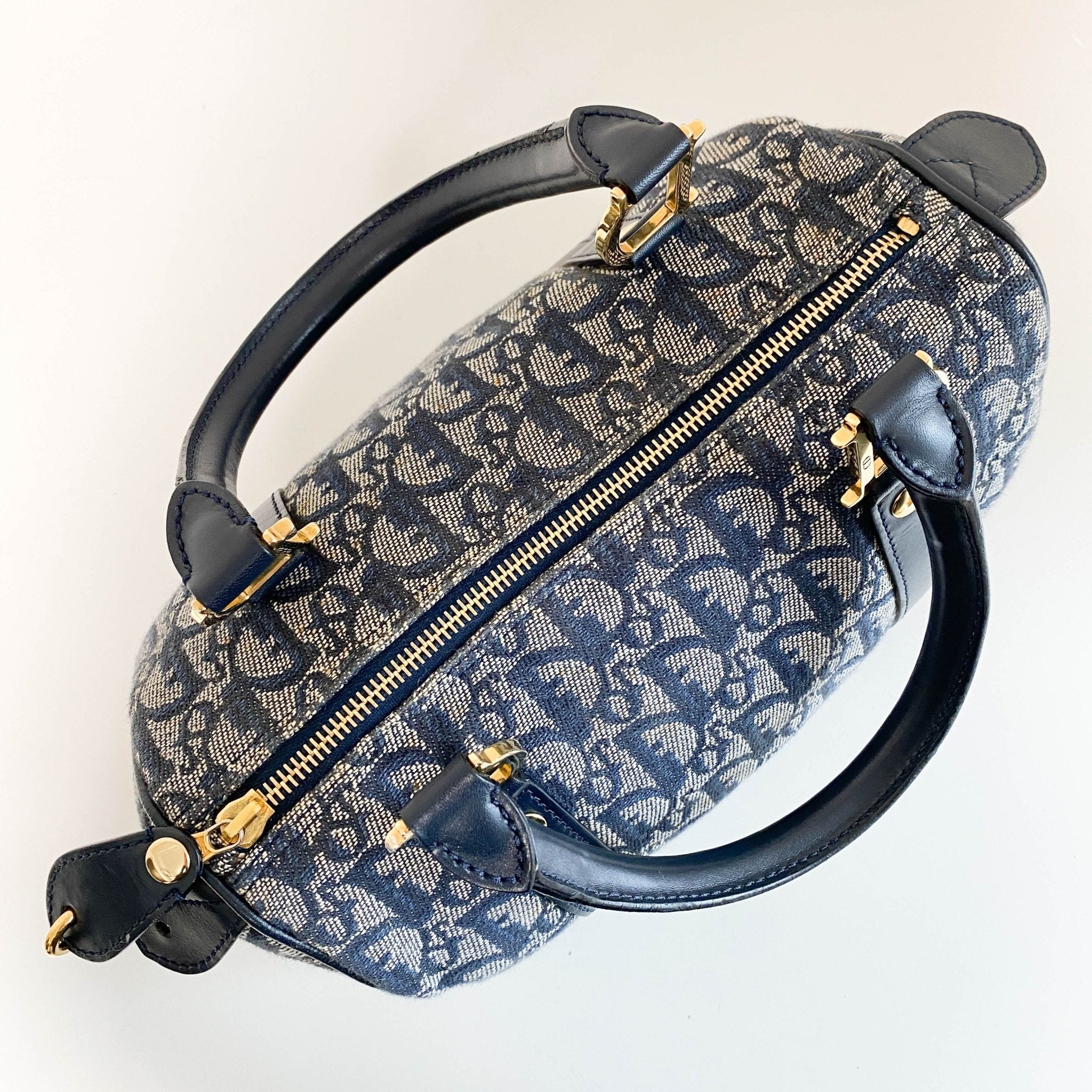 DIOR Trotter Bowling Bag 25 Navy Canvas, in , Sold by HIVE PRELOVED - Handle Bags, ,