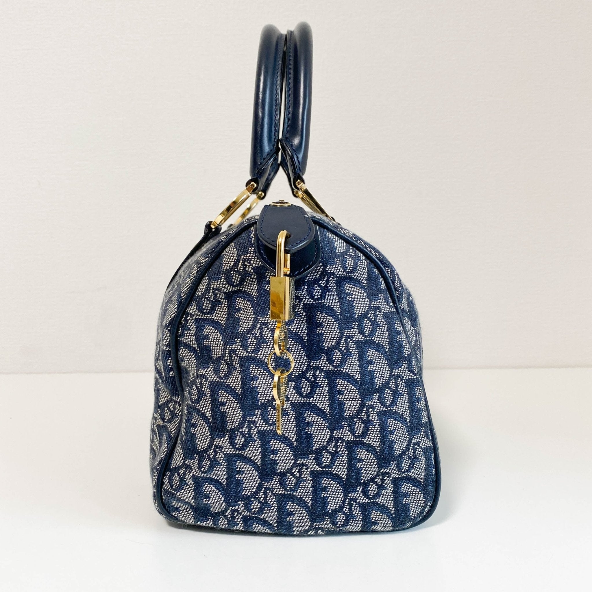 DIOR Trotter Bowling Bag 25 Navy Canvas, in , Sold by HIVE PRELOVED - Handle Bags, ,