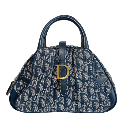 DIOR Trotter Double Saddle Hand Bag Canvas Leather Navy, in , Sold by HIVE PRELOVED - Handle Bags, ,