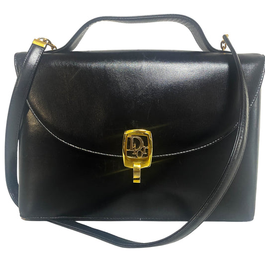 DIOR Vintage Black Leather Top Handle Shoulder Bag, in , Sold by HIVE PRELOVED - Handle Bags, Shoulder Bags,