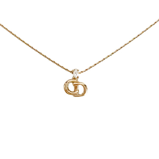 DIOR Vintage Dior Logo Plate 43cm Gold Necklace With a Rhinestone, in , Sold by HIVE PRELOVED - Necklaces, ,