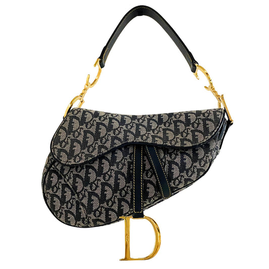 DIOR Vintage Saddle Trotter Navy Canvas, in , Sold by HIVE PRELOVED - Shoulder Bags, ,