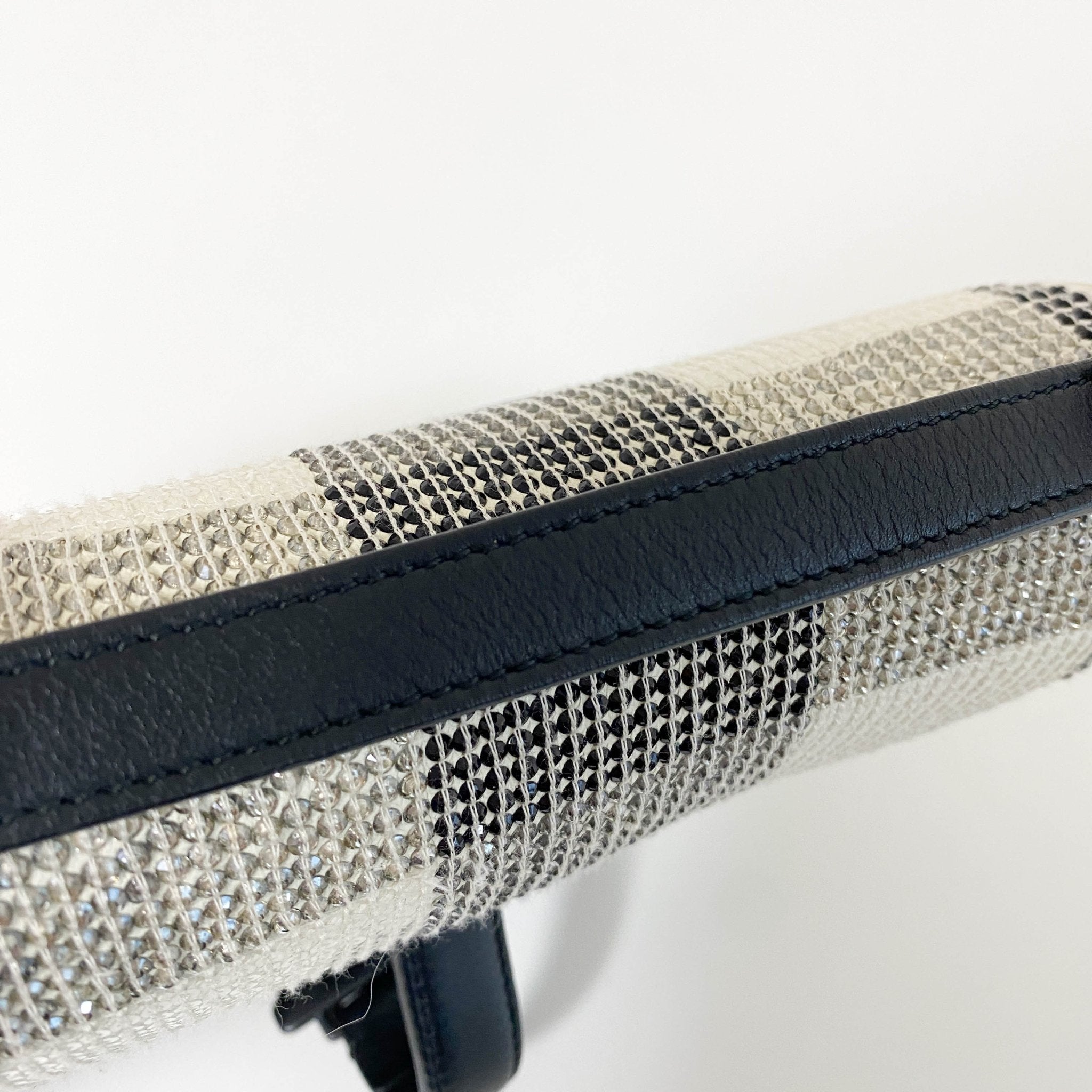 DIOR White and Black 2019 Sequin Embroidered Check Mini Saddle bag, in , Sold by HIVE PRELOVED - Shoulder Bags, ,