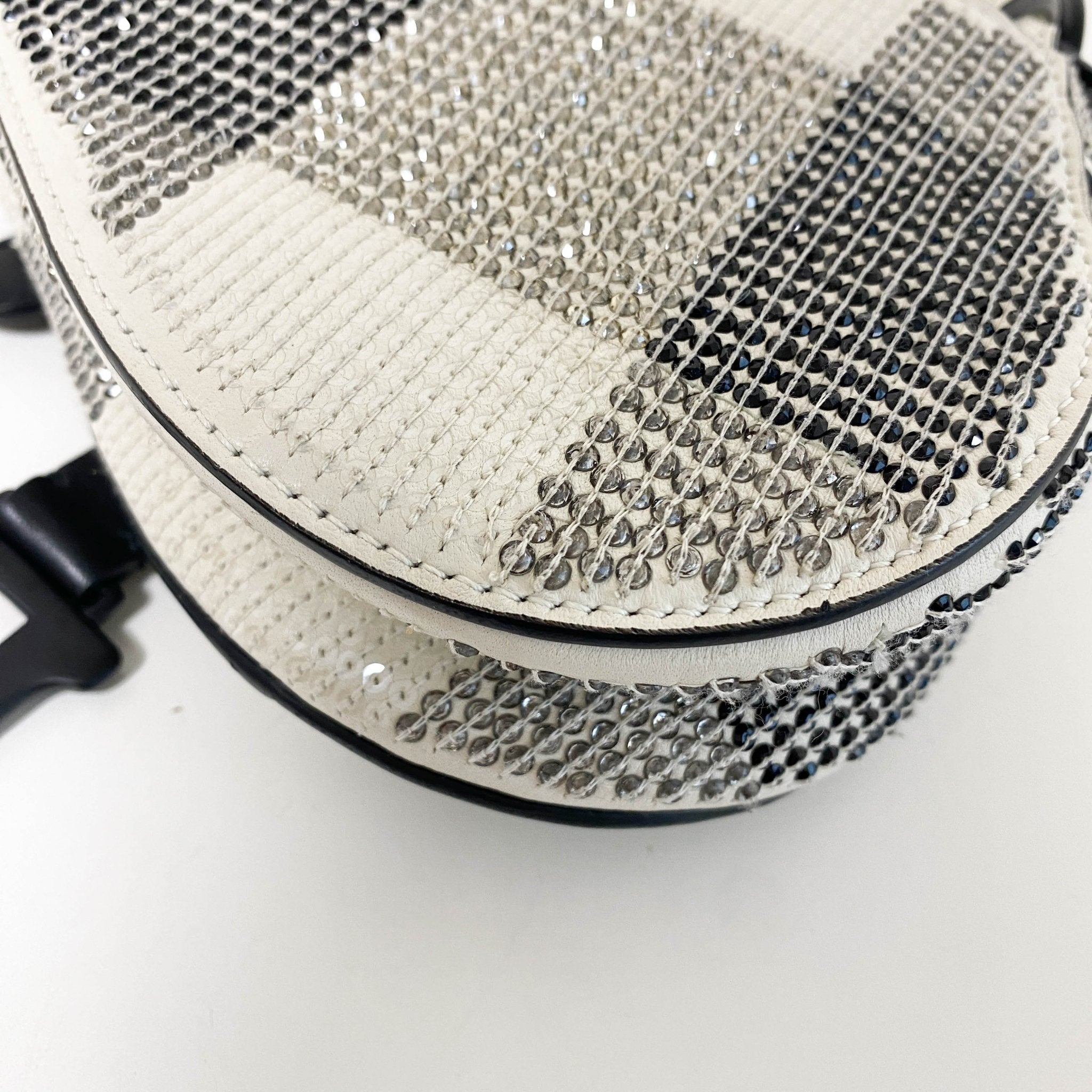 DIOR White and Black 2019 Sequin Embroidered Check Mini Saddle bag, in , Sold by HIVE PRELOVED - Shoulder Bags, ,