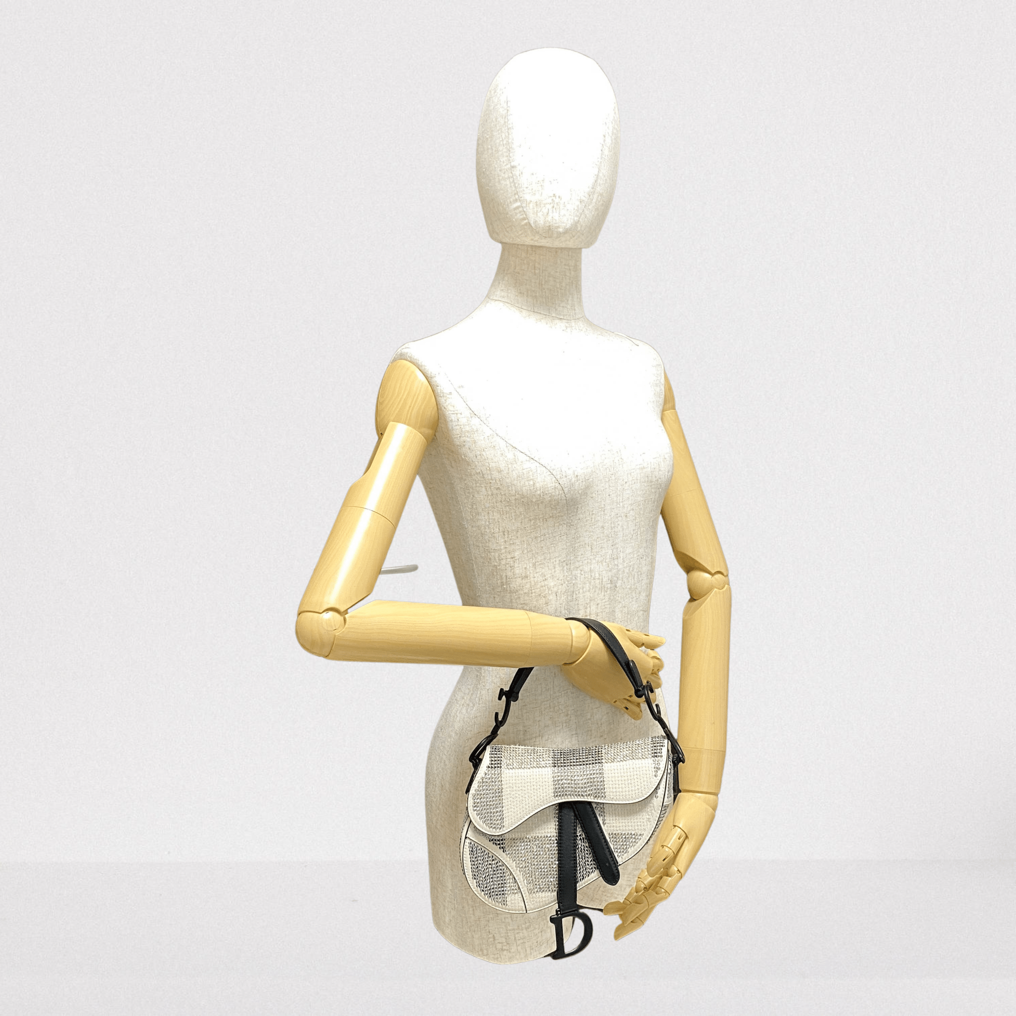 DIOR White and Black 2019 Sequin Embroidered Check Mini Saddle bag, in , Sold by HIVE PRELOVED - Shoulder Bags, ,