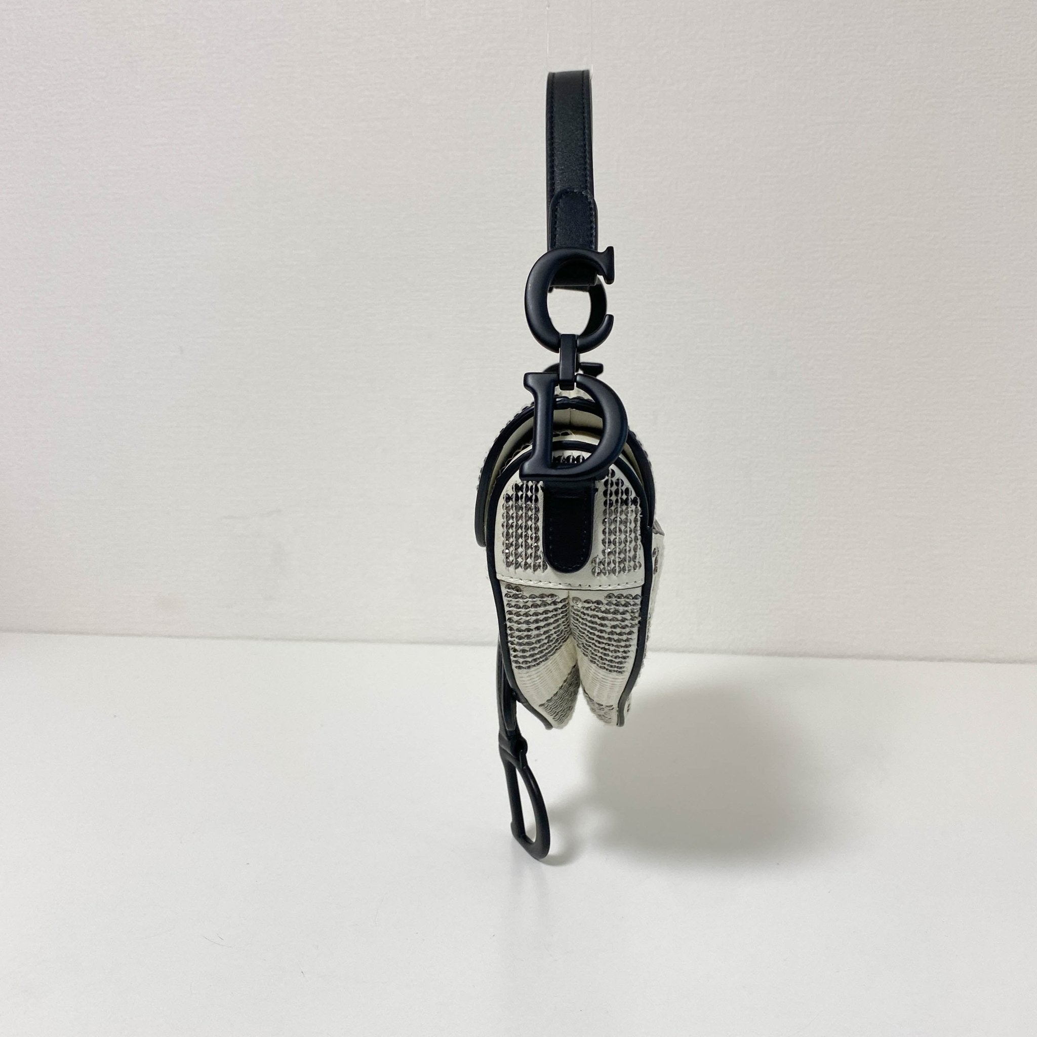 DIOR White and Black 2019 Sequin Embroidered Check Mini Saddle bag, in , Sold by HIVE PRELOVED - Shoulder Bags, ,