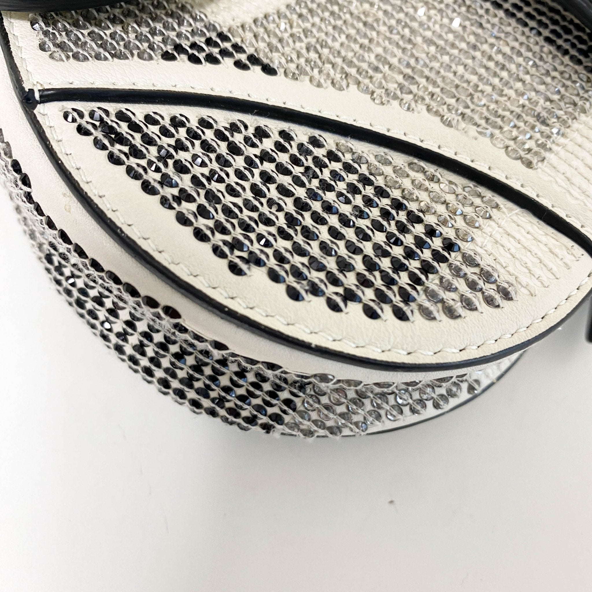 DIOR White and Black 2019 Sequin Embroidered Check Mini Saddle bag, in , Sold by HIVE PRELOVED - Shoulder Bags, ,