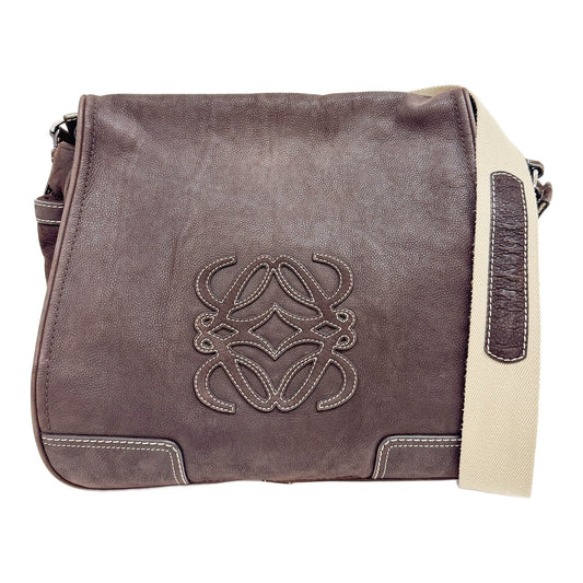 Anagram Brown Leather Crossbody Messenger Bag