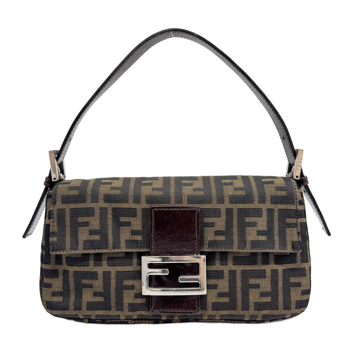Baguette Brown Zucca Canvas Shoulder Bag
