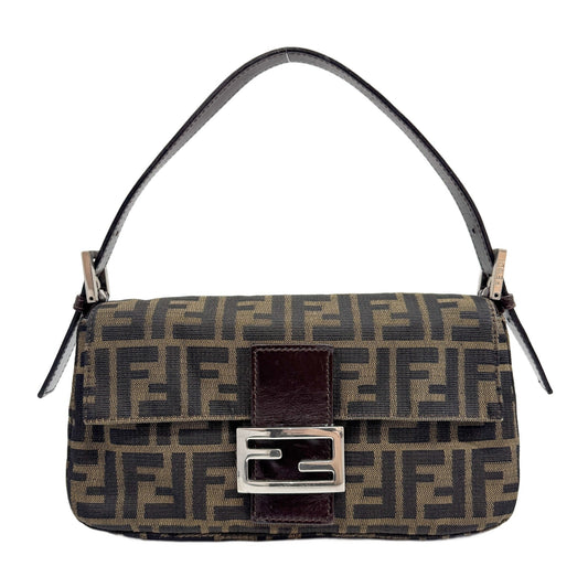 Baguette Brown Zucca Canvas Shoulder Bag