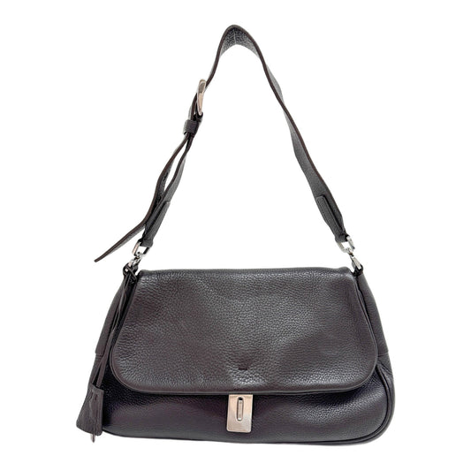 Silver Hardware Dark Brown Leather Shoulder Bag