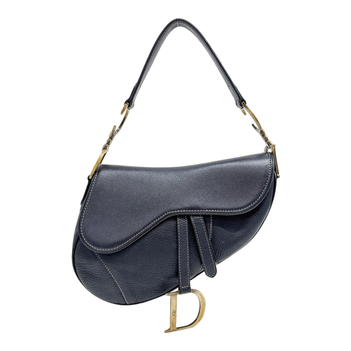 Saddle Black Leather Shoulder Bag