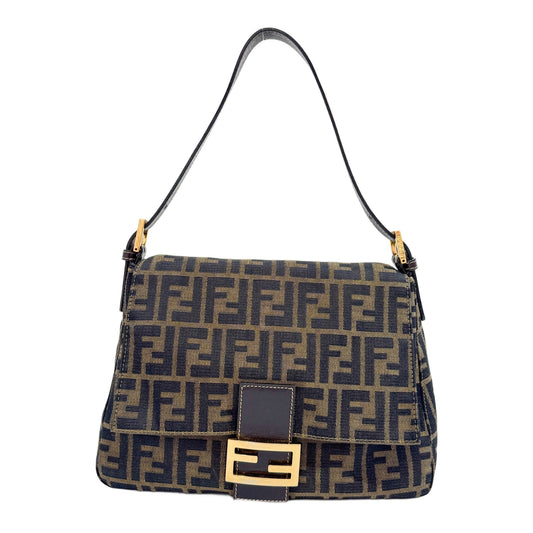 Mamma Baguette Brown Zucca Canvas Shoulder Bag