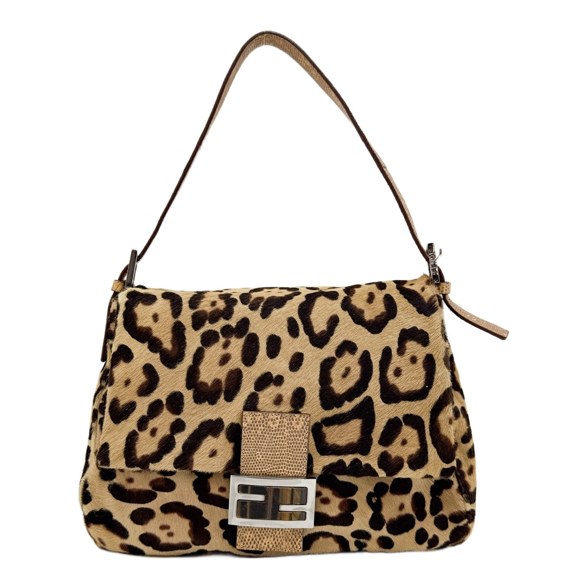 Mamma Baguette Brown Cheetah Print Pony Hair Shoulder Bag