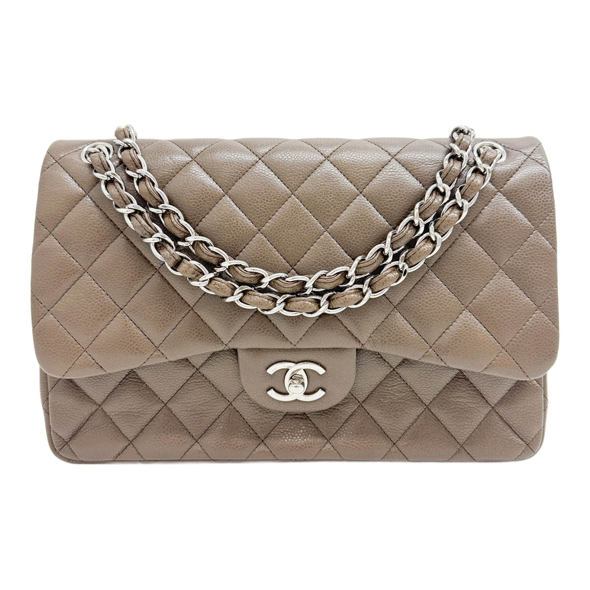 Jumbo Classic Flap 2012 Matelasse Brown Leather with Silver Hardware Shoulder Bag
