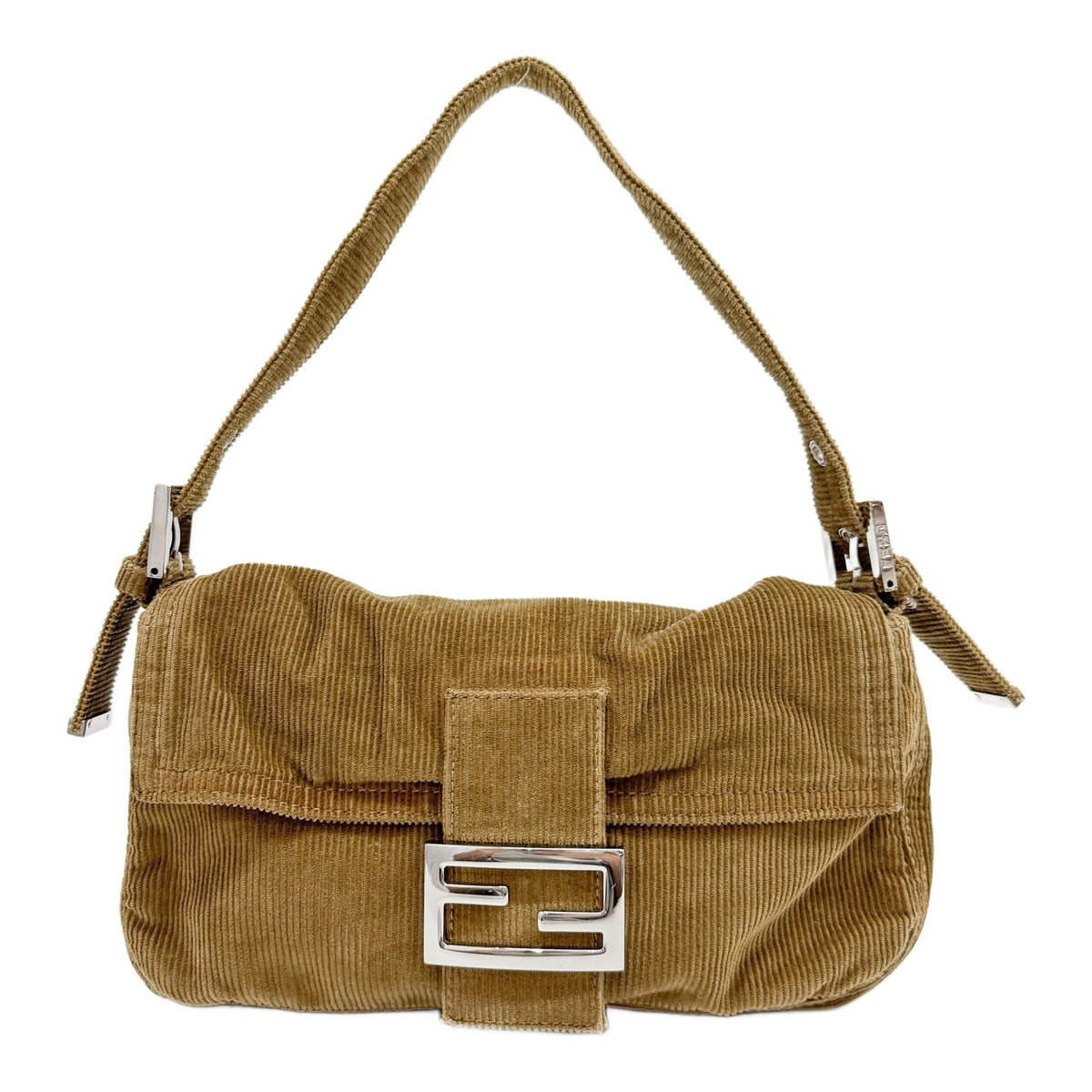 Baguette Brown Corduroy Shoulder Bag