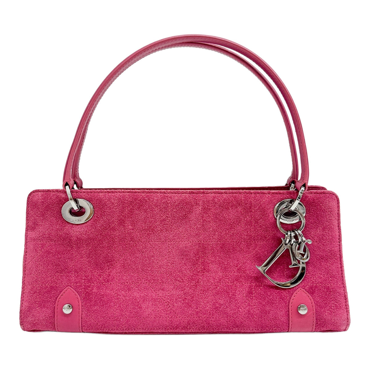Pink Suede Calfskin Long Shoulder Bag