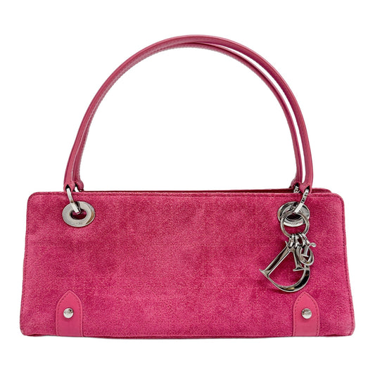 Pink Suede Calfskin Long Shoulder Bag